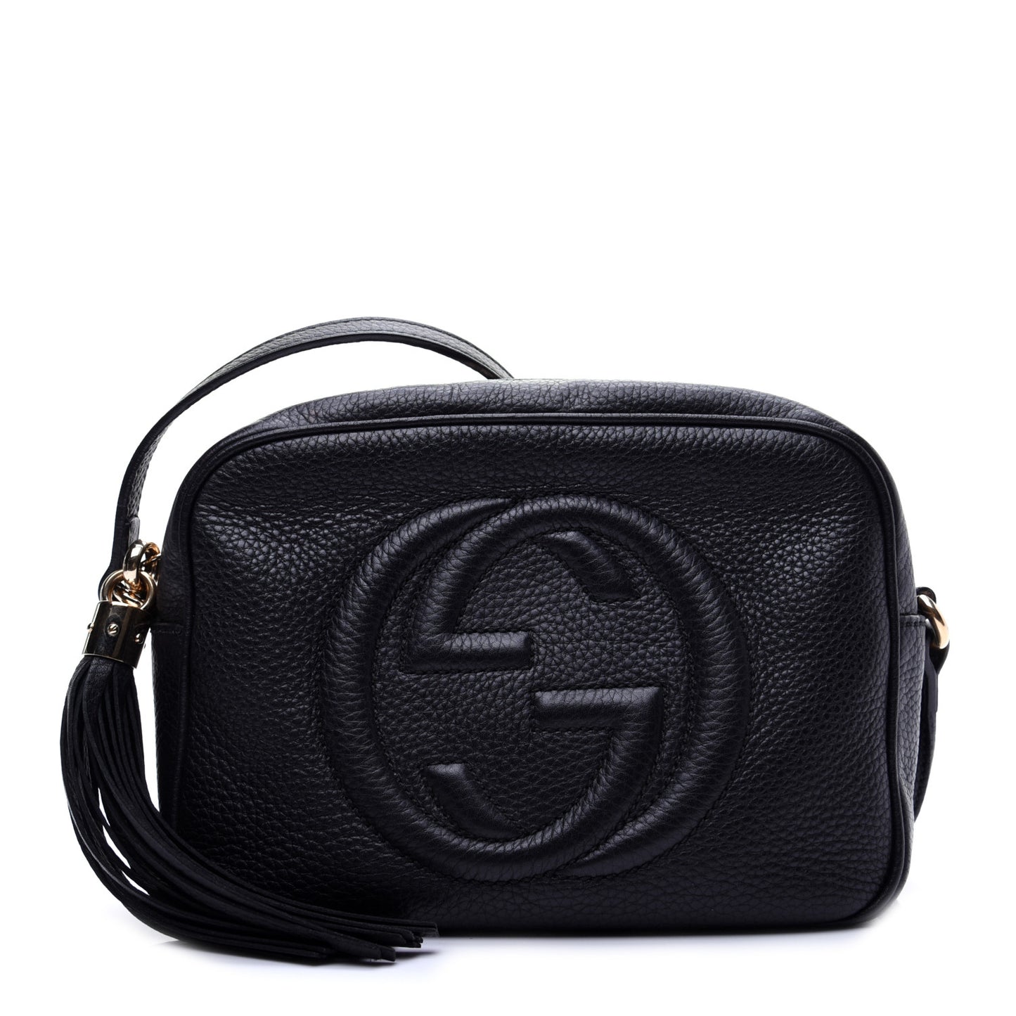 Pebbled Calfskin Small Soho Disco Bag Black
