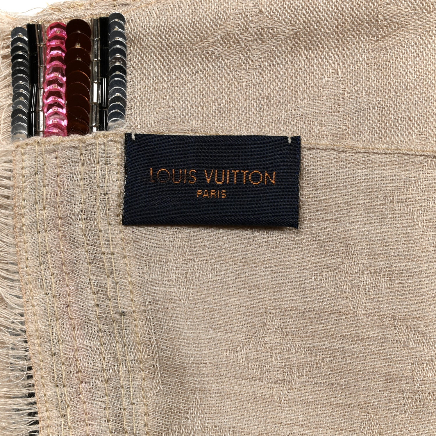 Louis Vuitton Cashmere Sequin Monogram Before Party Etole Beige Multicolor 3 of 5