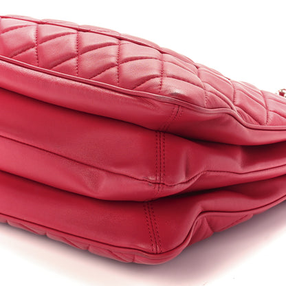 Chanel Lambskin Quilted Accordion Shopping Tote Dark Pink 11 of 11
