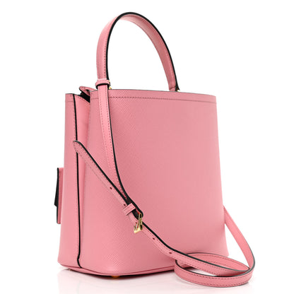 Prada Saffiano Cuir Medium Panier Bucket Bag Petalo Black 3 of 8