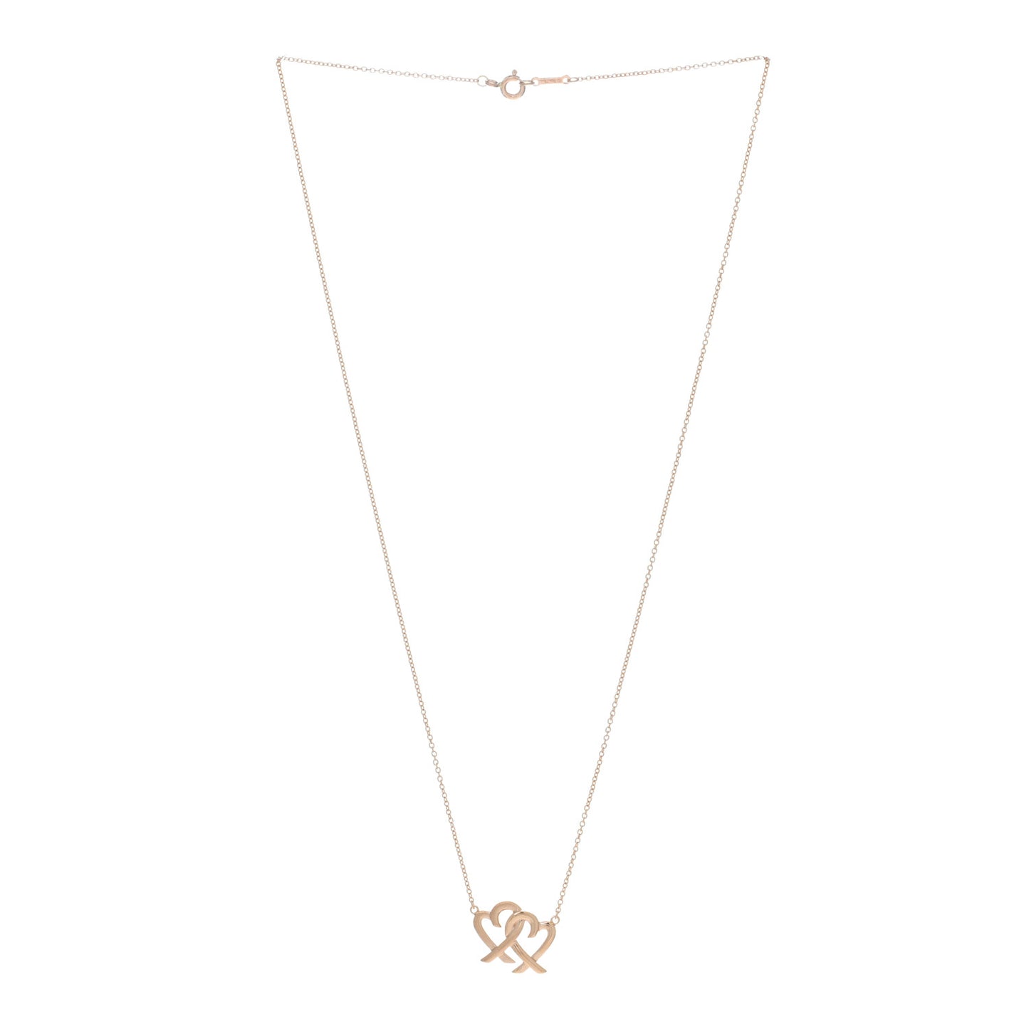 18K Rose Gold Paloma Picasso Loving Heart Interlocking Pendant Necklace