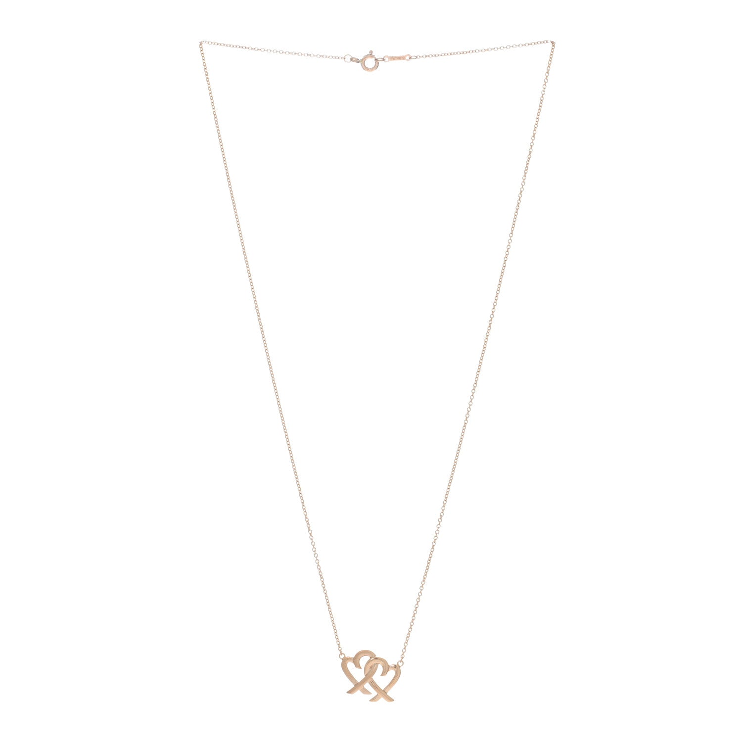 Tiffany 18K Rose Gold Paloma Picasso Loving Heart Interlocking Pendant Necklace 2 of 3