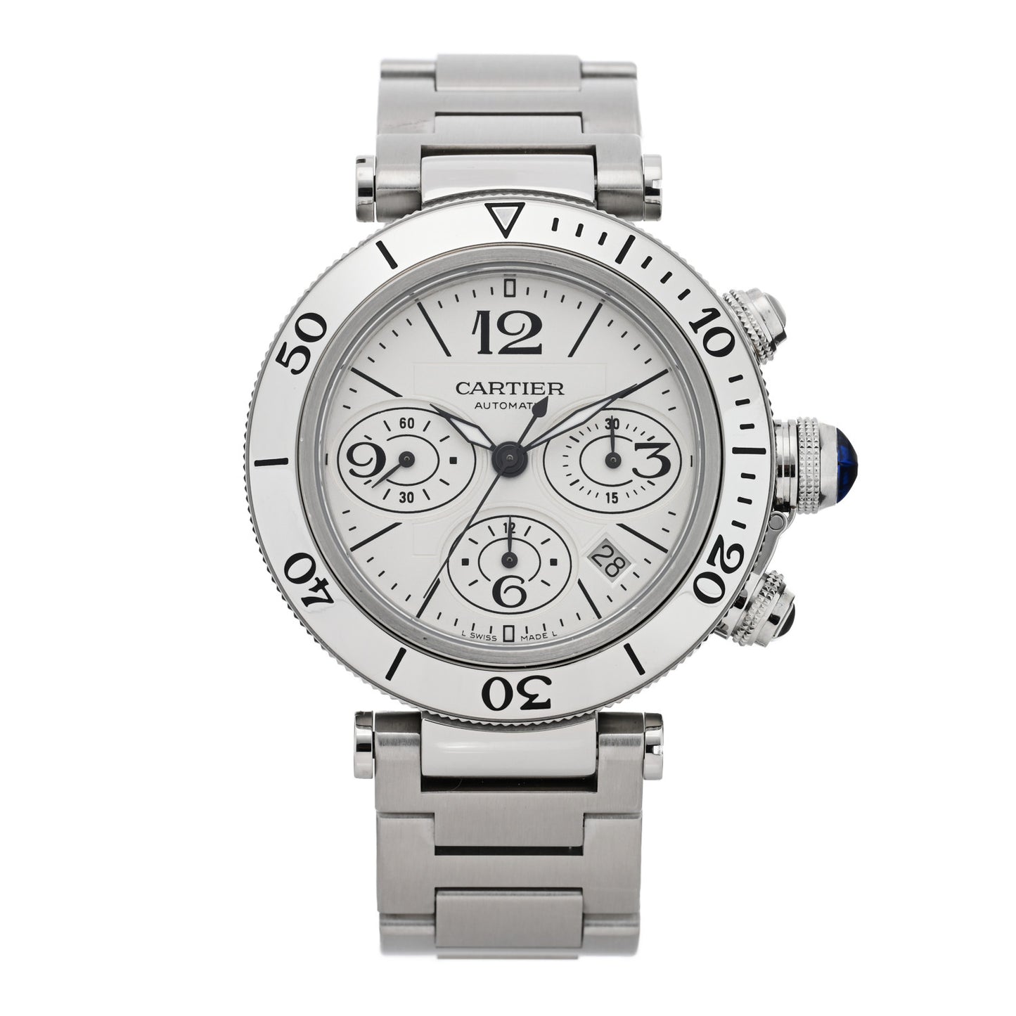 Stainless Steel 42mm Pasha Seatimer Date Chronograph Automatic Watch