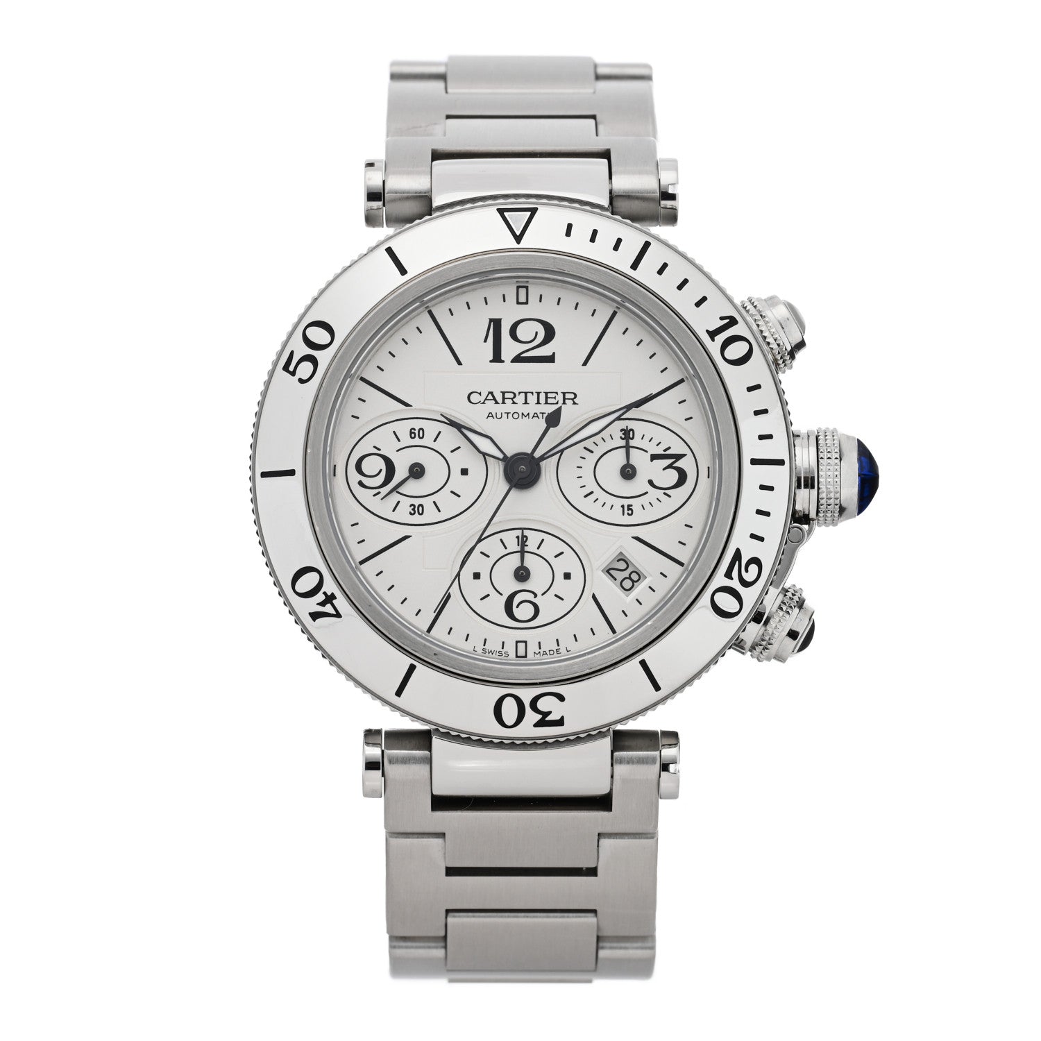 Cartier Stainless Steel 42mm Pasha Seatimer Date Chronograph Automatic Watch 1 of 5