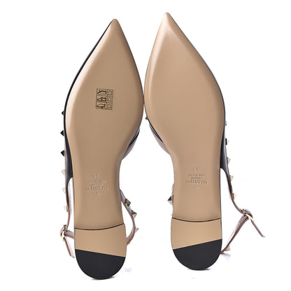 Valentino Garavani Nappa Rockstud Slingback Flats 39 Black Poudre 6 of 11