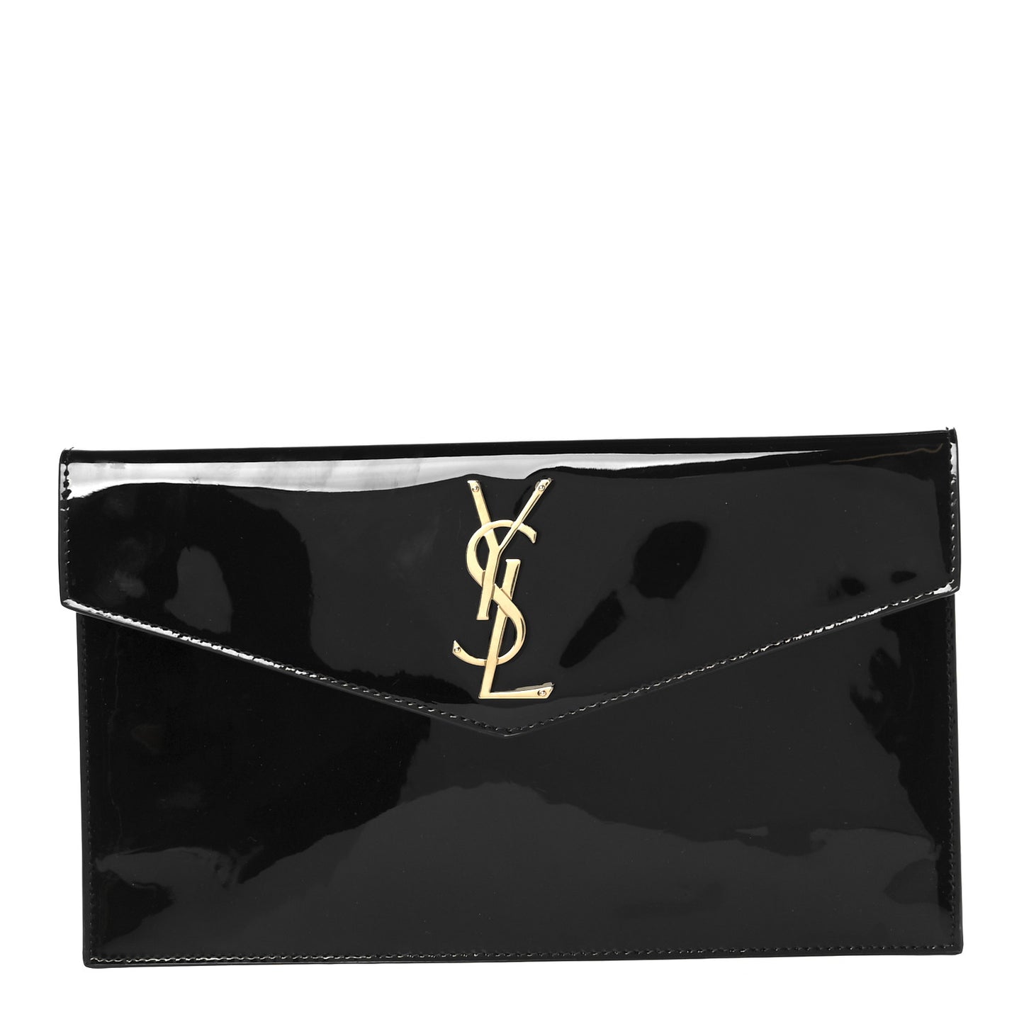 Patent Calfskin Monogram Uptown Clutch Black