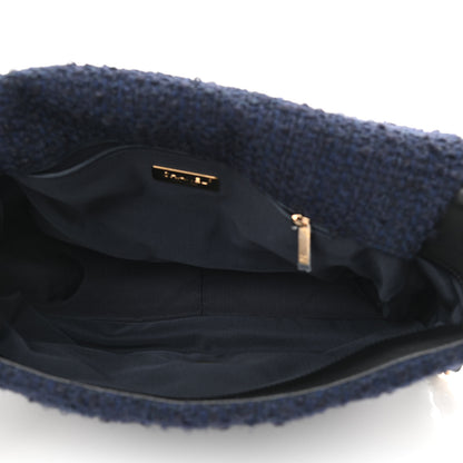 Chanel Tweed Quilted Maxi Chanel 19 Flap Navy 5 of 10