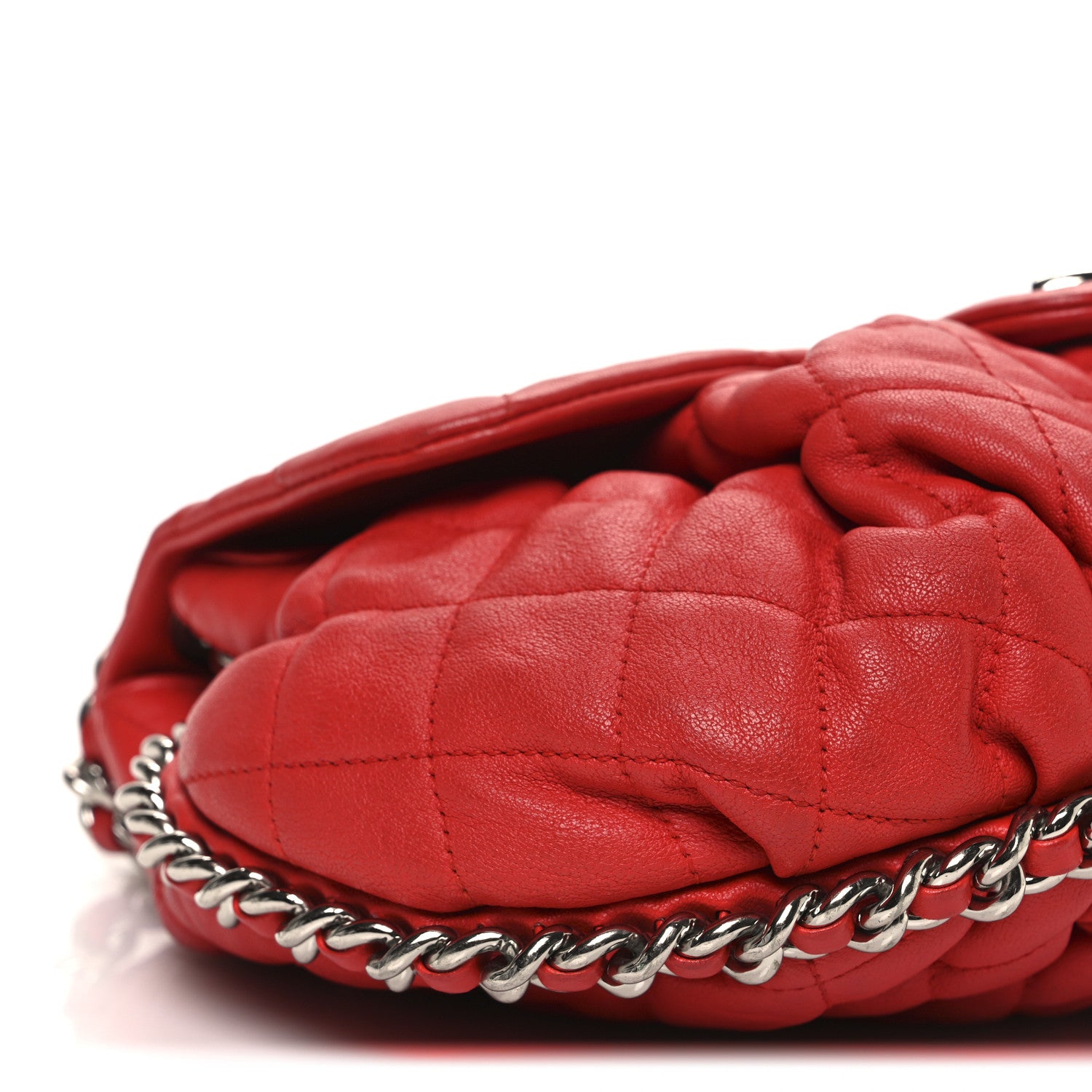 Chanel Washed Lambskin Quilted Medium Chain Around Messenger Red 9 of 10