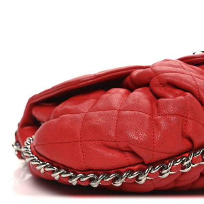 Chanel Washed Lambskin Quilted Medium Chain Around Messenger Red 9 of 10
