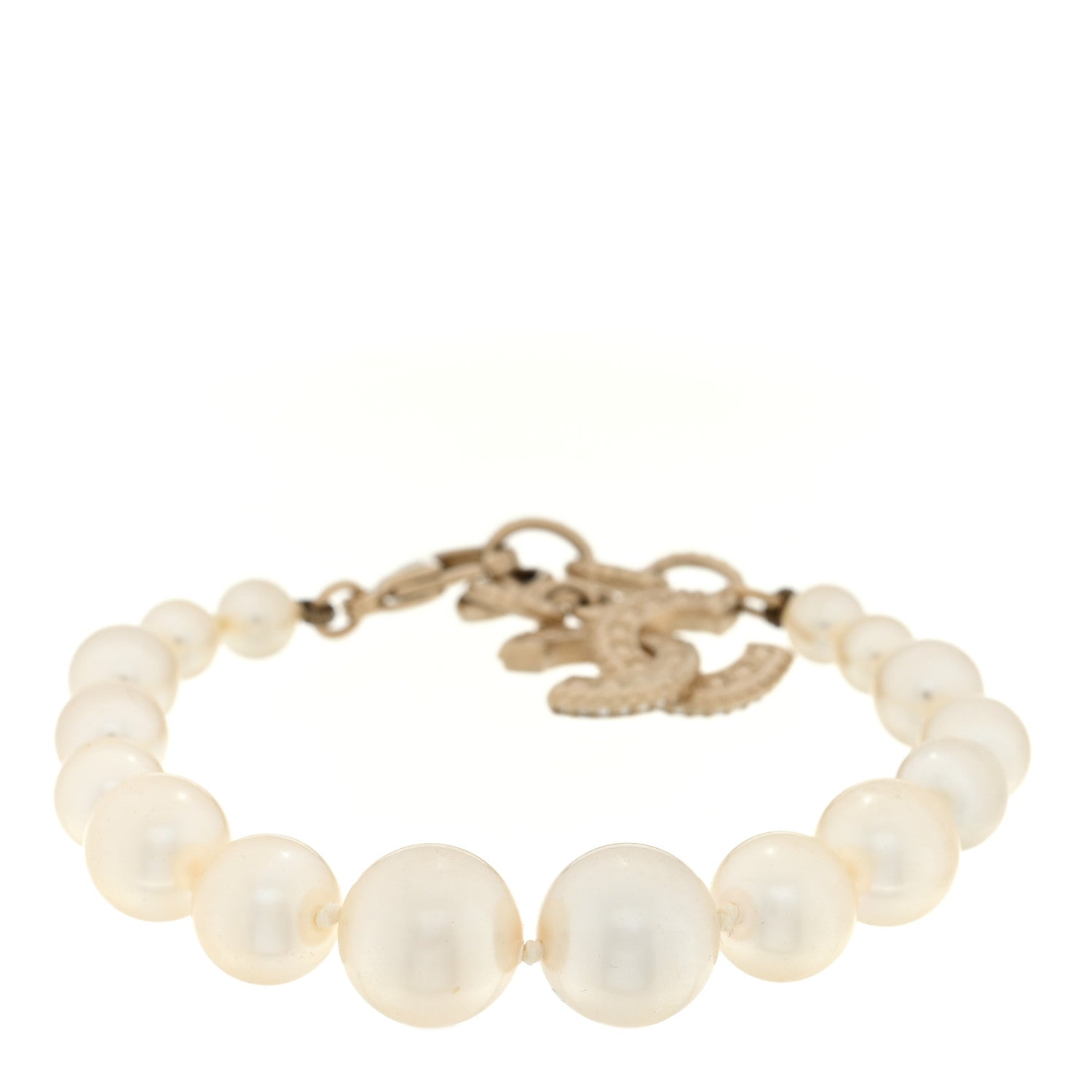 Chanel Pearl Crystal CC Bracelet Gold 1 of 3