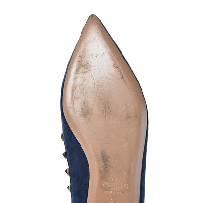 Valentino Garavani Suede Nappa Rockstud Ballerina Flats 40 Marine 10 of 12