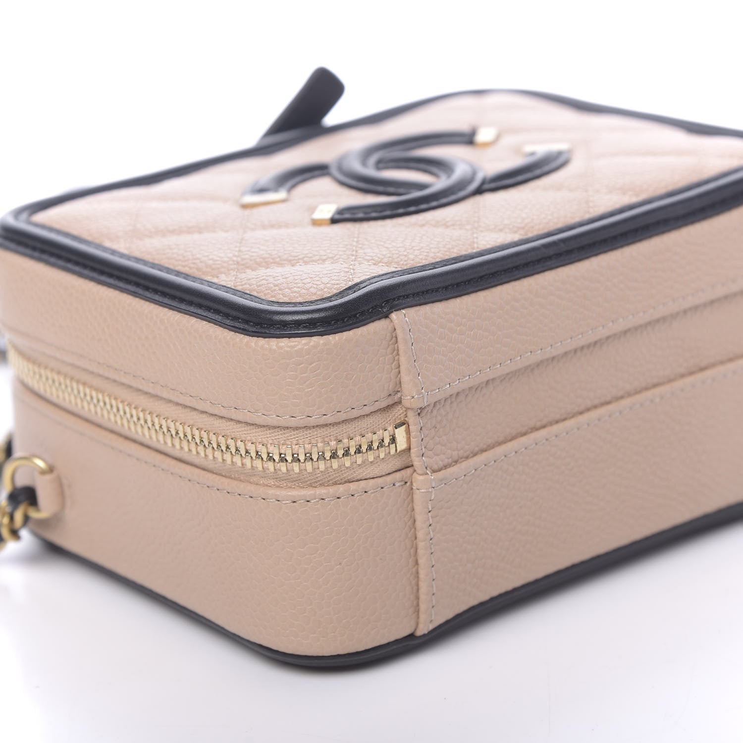 Chanel Caviar Quilted Small CC Filigree Vanity Case Beige Black 10 of 10