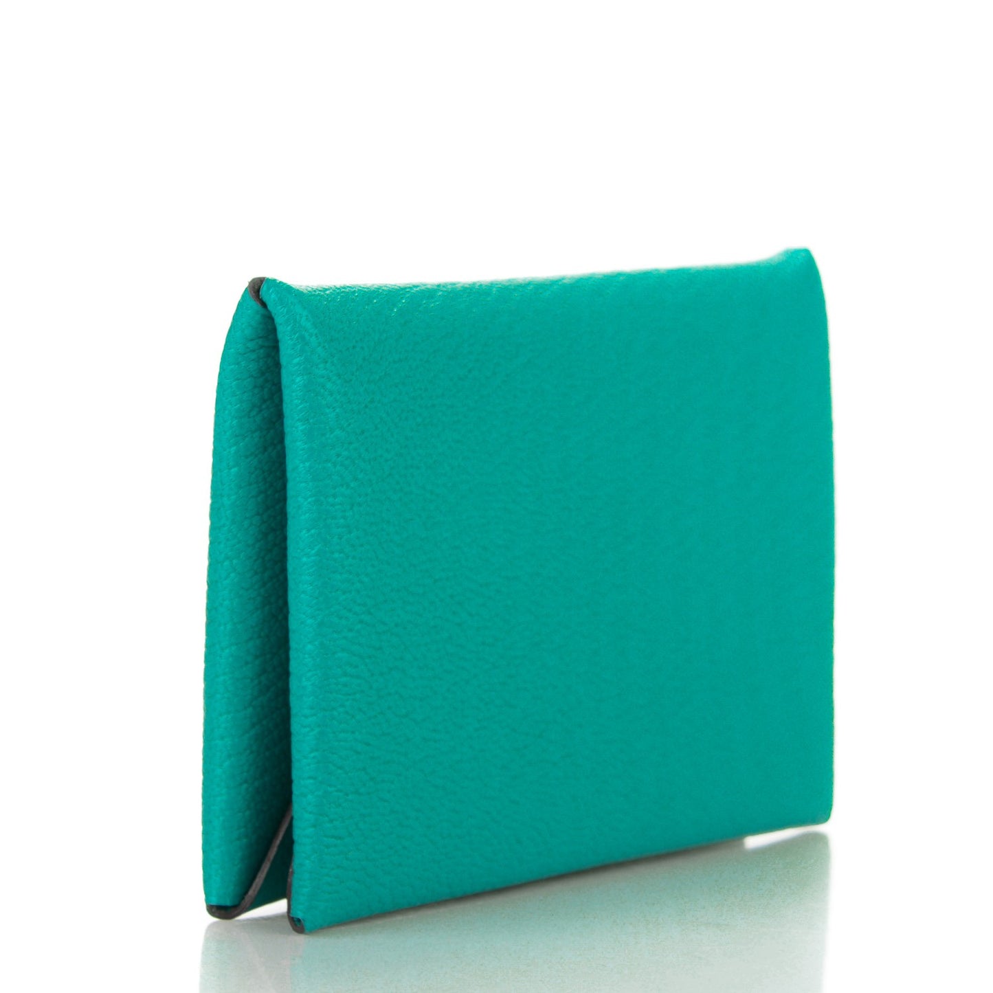 Chevre Mysore Calvi Card Case Bleu Paon