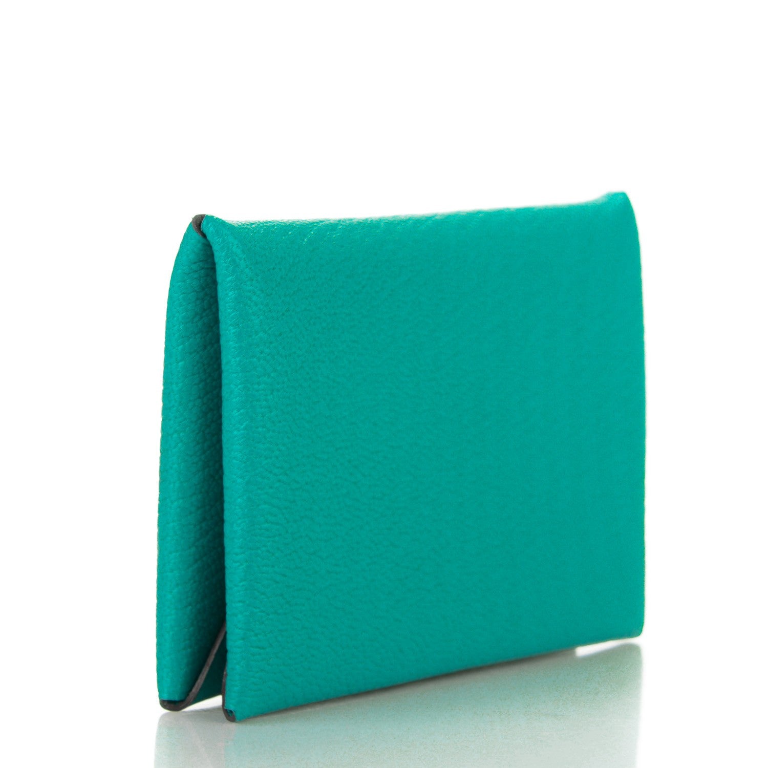 Hermes Chevre Mysore Calvi Card Case Bleu Paon 3 of 7