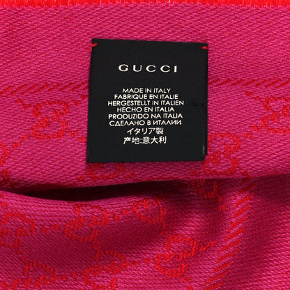 Gucci Wool Silk GG Monogram GGWeblong Fringe Scarf Shawl Orange Pink 4 of 5