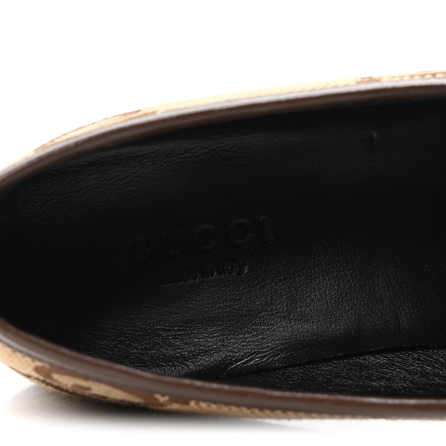 Monogram Jumbo GG Malaga Kid Horsebit Womens Jordaan Loafers 35.5 Beige Ebony New Acero