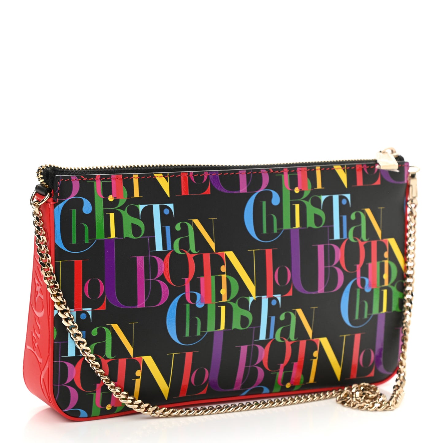Calfskin Logo Loubila Chain Clutch Black Multicolor