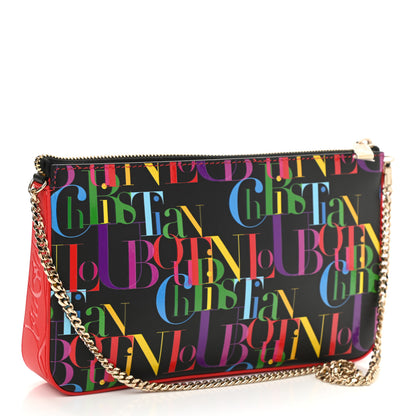 Christian Louboutin Calfskin Logo Loubila Chain Clutch Black Multicolor 3 of 9