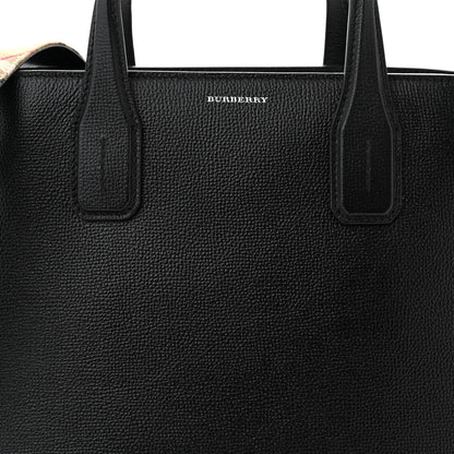Burberry Derby Calfskin House Check Medium Banner Tote Black 9 of 11