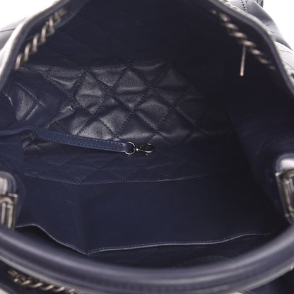 Chanel Calfskin Stitched Large Urban Luxury Drawstring Backpack Navy Blue 6 of 9