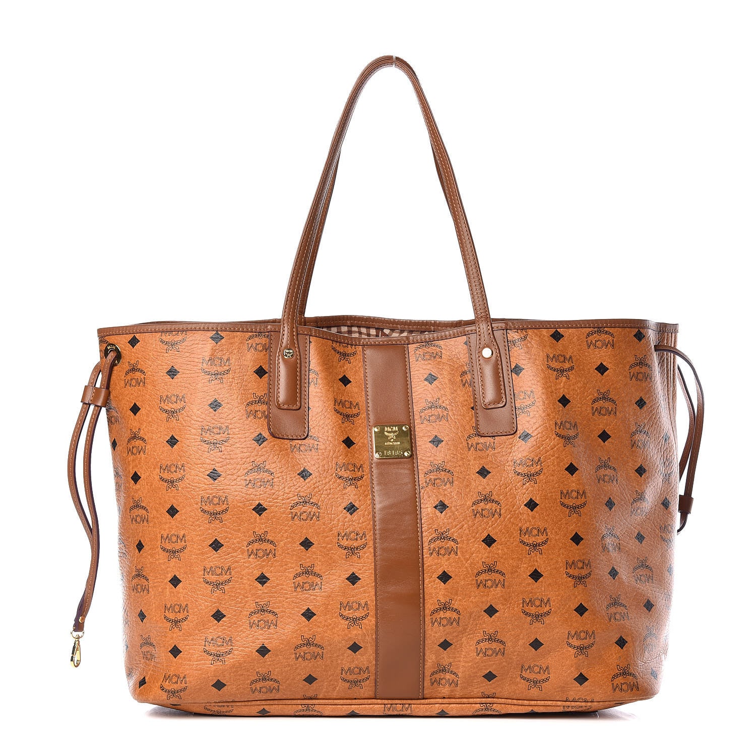 MCM Visetos Large Liz Reversible Shopper Tote Cognac 1 of 15