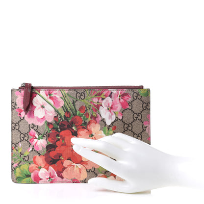 Gucci GG Supreme Monogram Blooms Small Zip Pouch Beige Multicolor Dry Rose 2 of 8