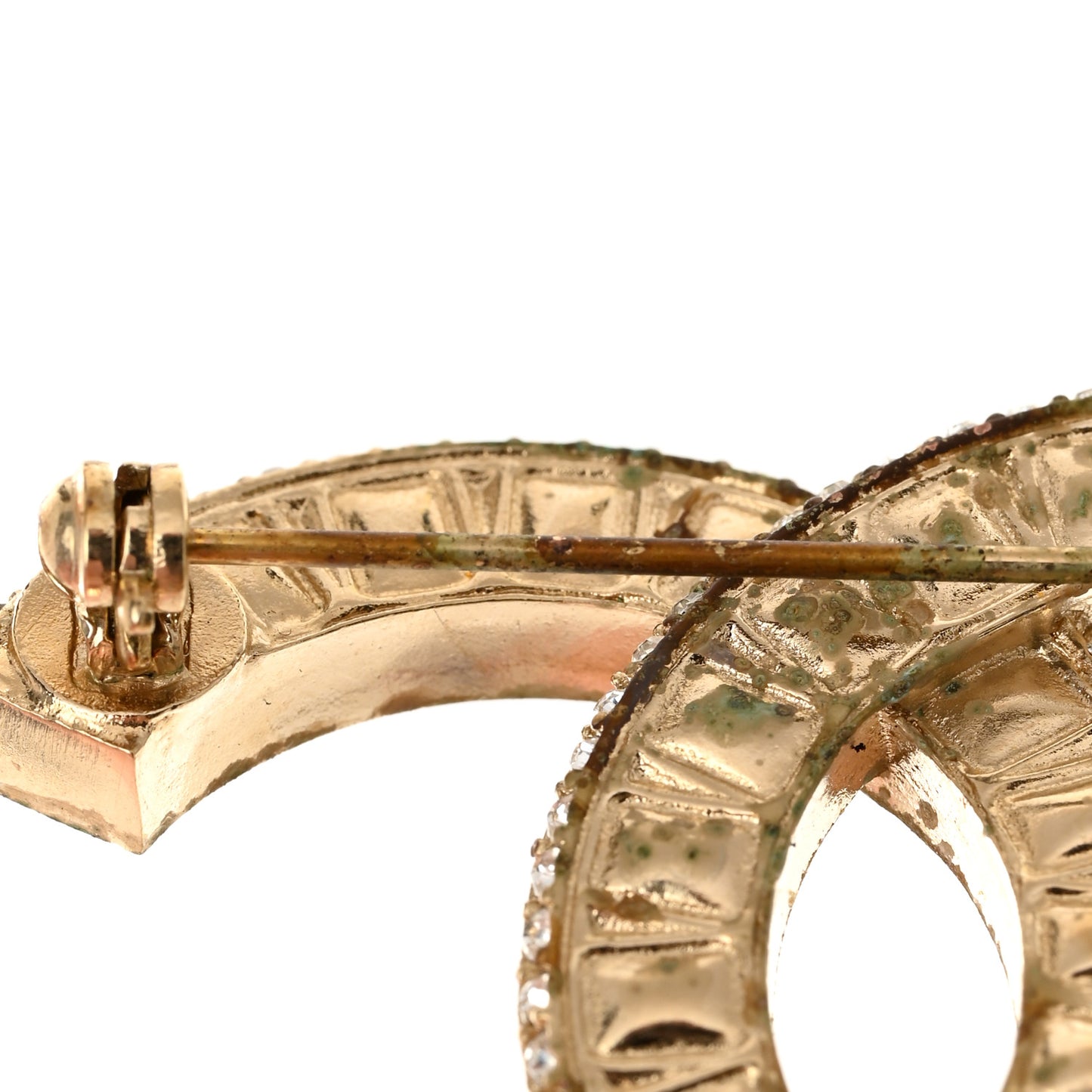 Baguette Crystal CC Brooch Gold