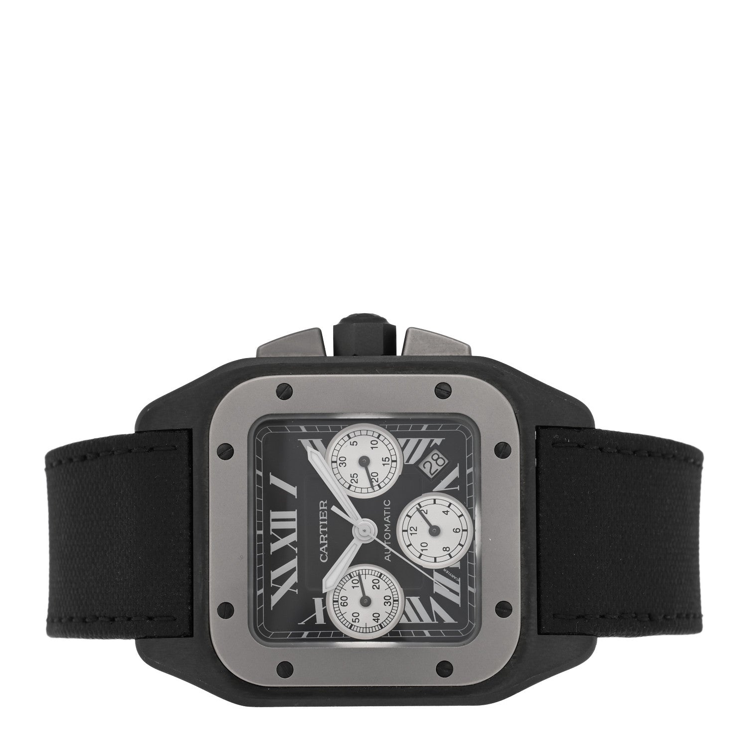 Cartier ADLC Titanium Nylon 41mm Santos 100 Chronograph Automatic Watch Black 2 of 5