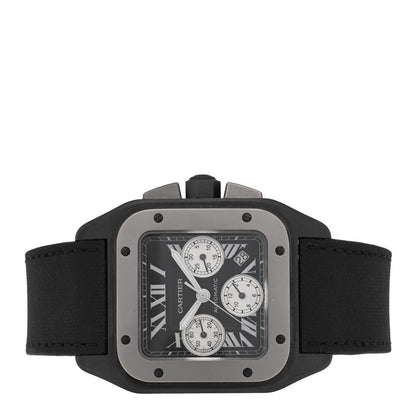Cartier ADLC Titanium Nylon 41mm Santos 100 Chronograph Automatic Watch Black 2 of 5