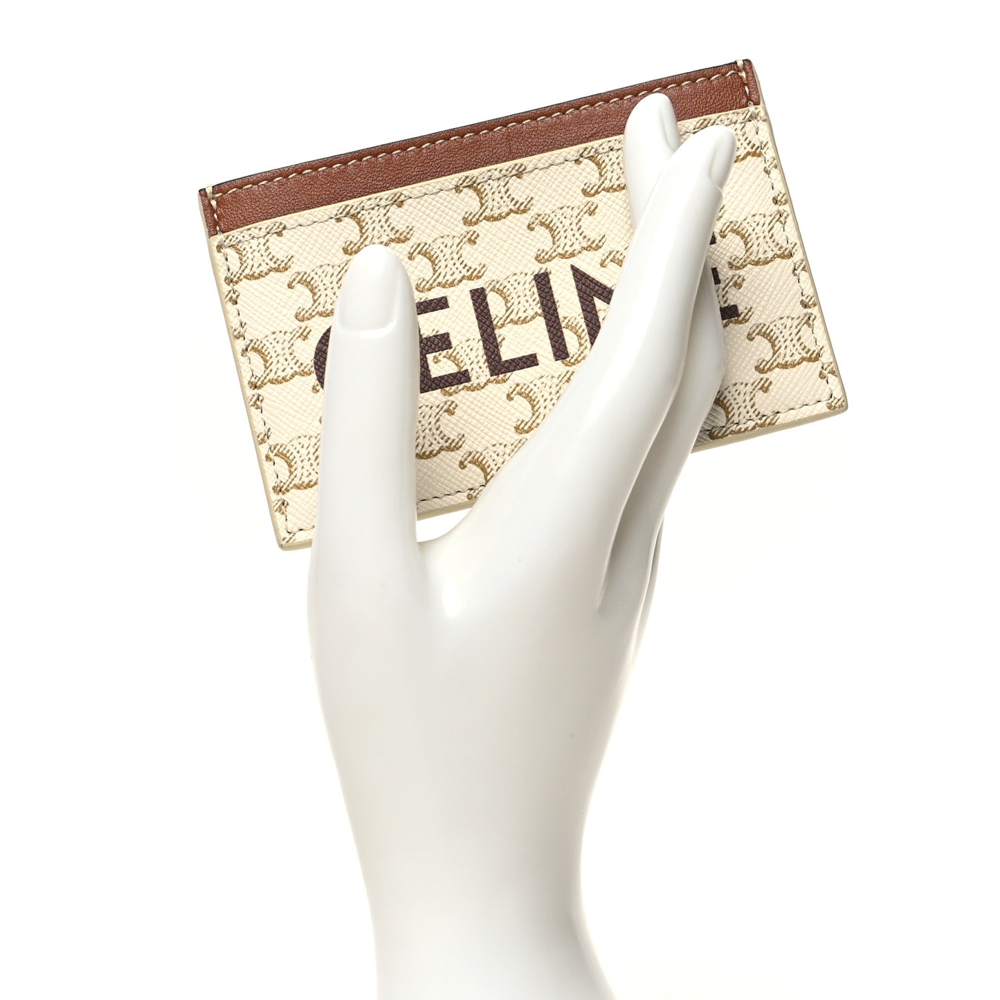 Triomphe Canvas Card Holder White