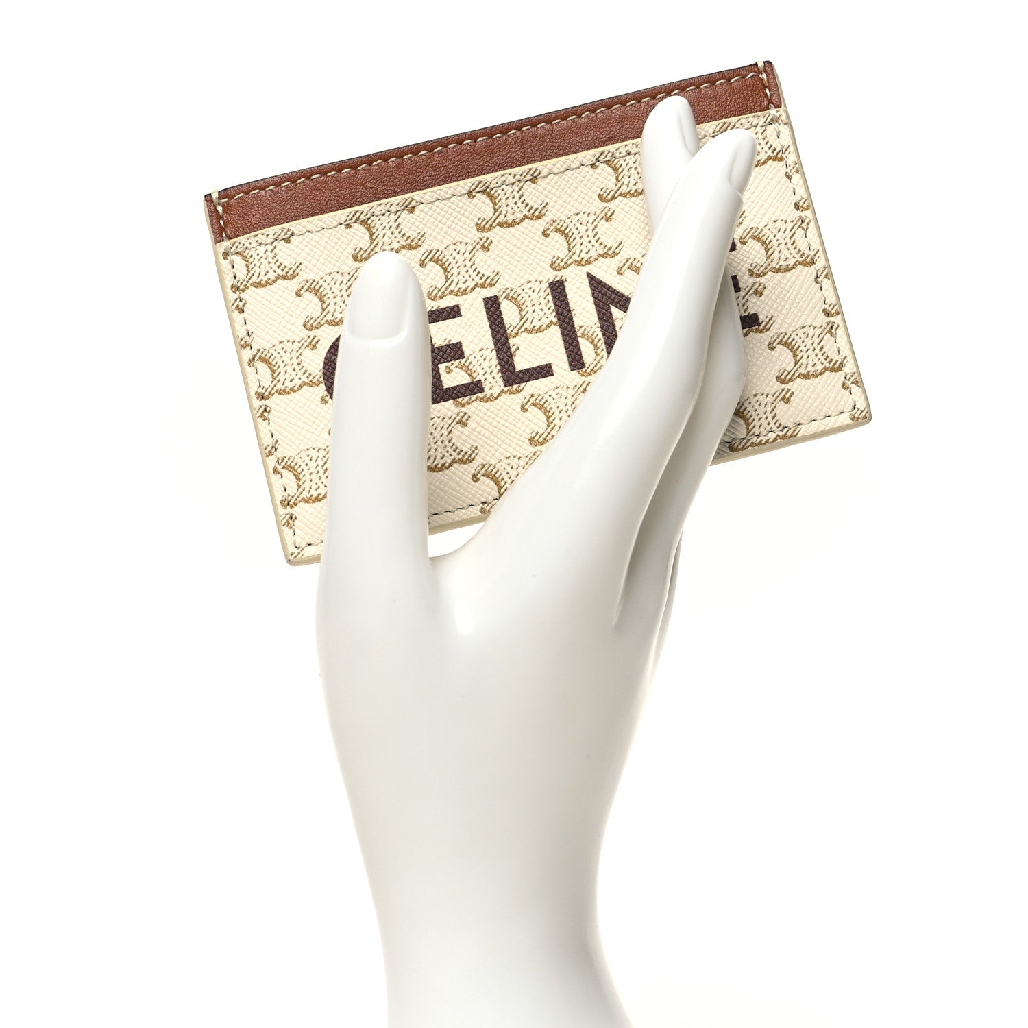 Celine Triomphe Canvas Card Holder White 2 of 7