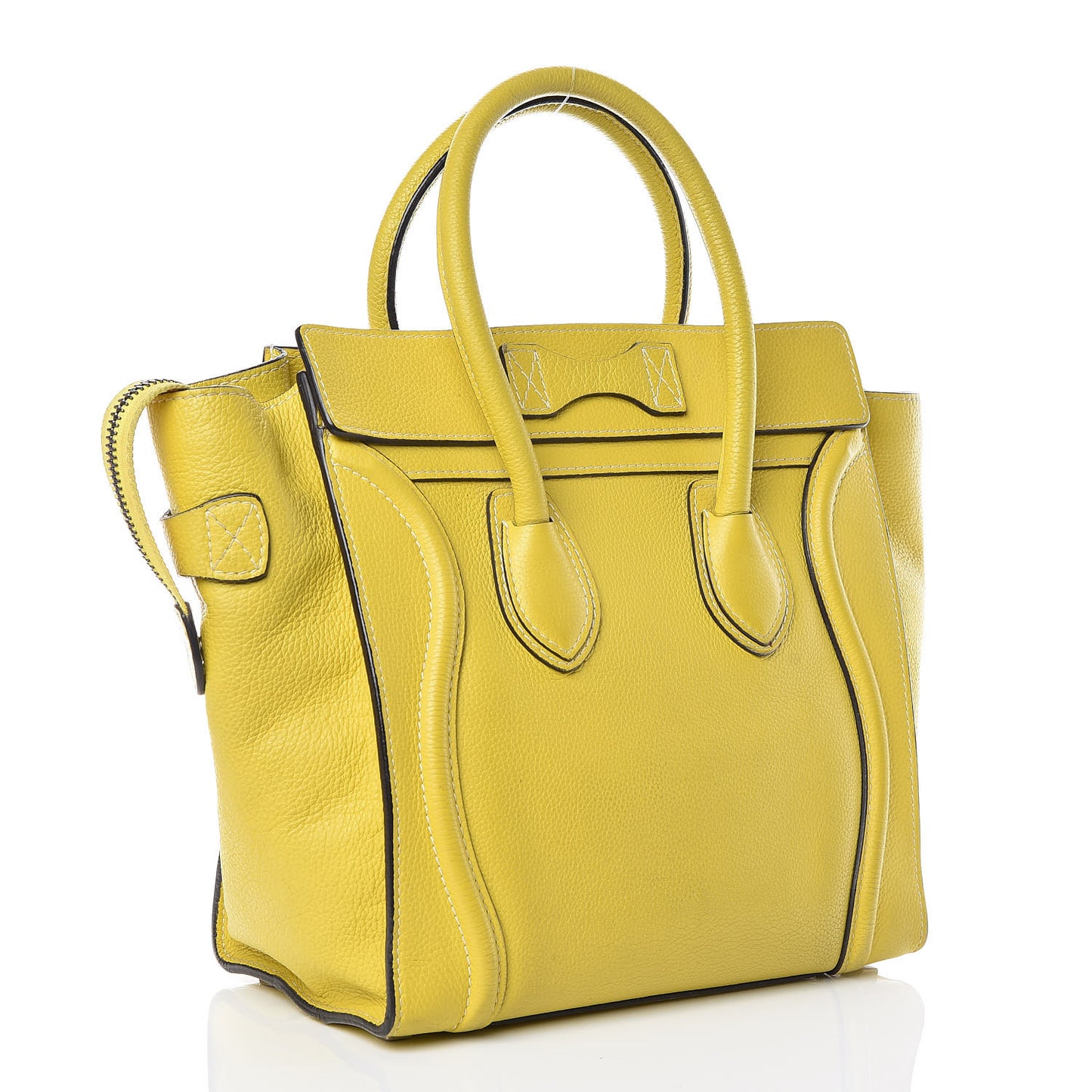 Drummed Calfskin Micro Luggage Citron