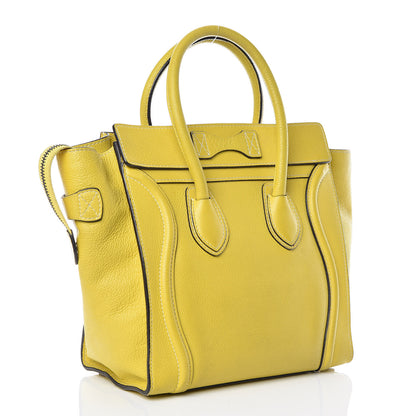 Celine Drummed Calfskin Micro Luggage Citron 3 of 19