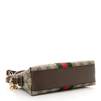 Gucci GG Supreme Monogram Textured Dollar Calfskin Web Small Ophidia Dome Shoulder Bag Beige Ebony New Acero 4 of 11