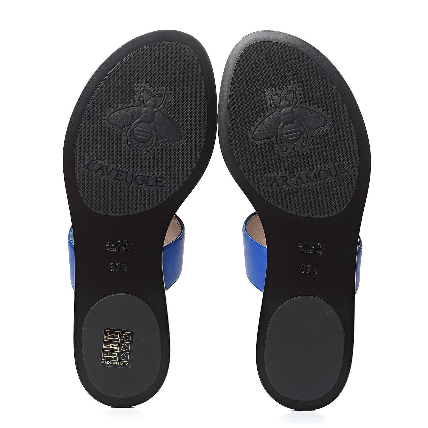 Calfskin Double G Thong Sandals 37.5 Shiny Electric Blue