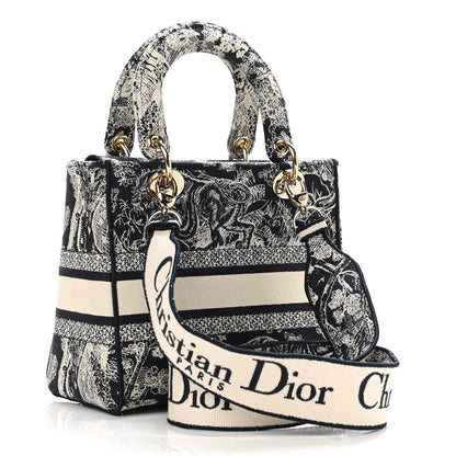 Christian Dior Toile de Jouy Embroidered Medium Lady D-Lite Blue 3 of 9