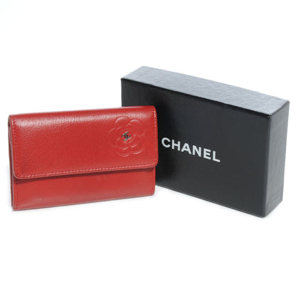Chanel Leather Camellia Card Holder Wallet Red 5 of 9