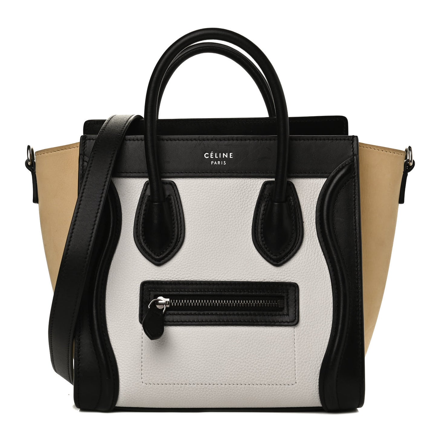 Grained Baby Calfskin Nubuck Nano Tri-Color Luggage White