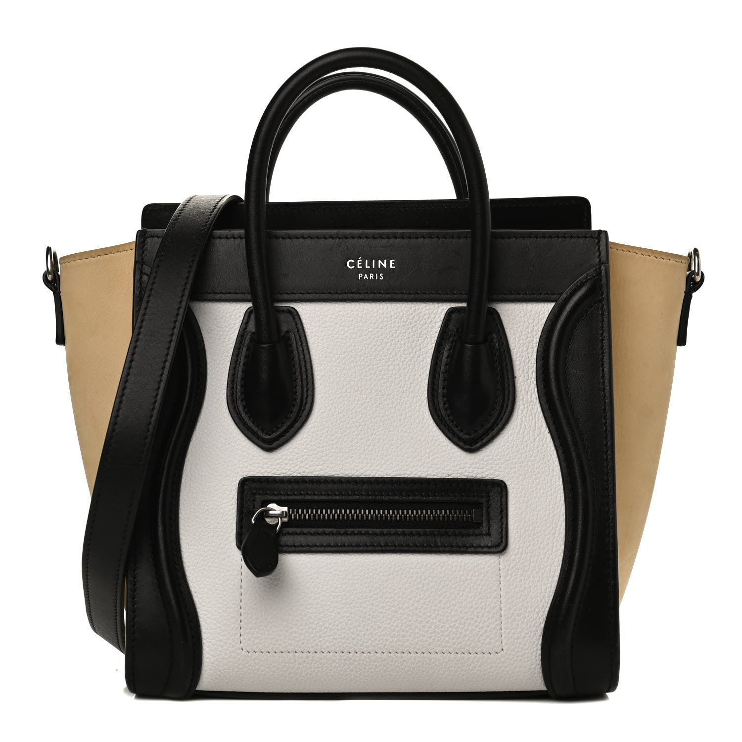 Celine Grained Baby Calfskin Nubuck Nano Tri-Color Luggage White 1 of 9