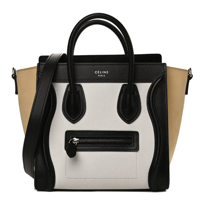 Celine Grained Baby Calfskin Nubuck Nano Tri-Color Luggage White 1 of 9