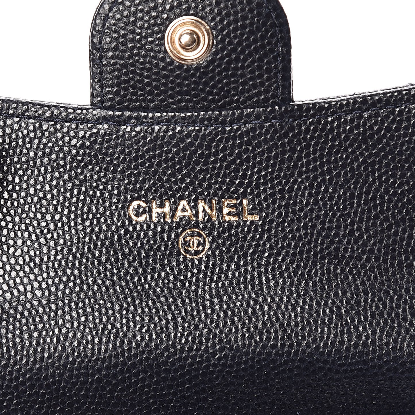 Caviar Quilted Flap Card Holder Wallet Navy