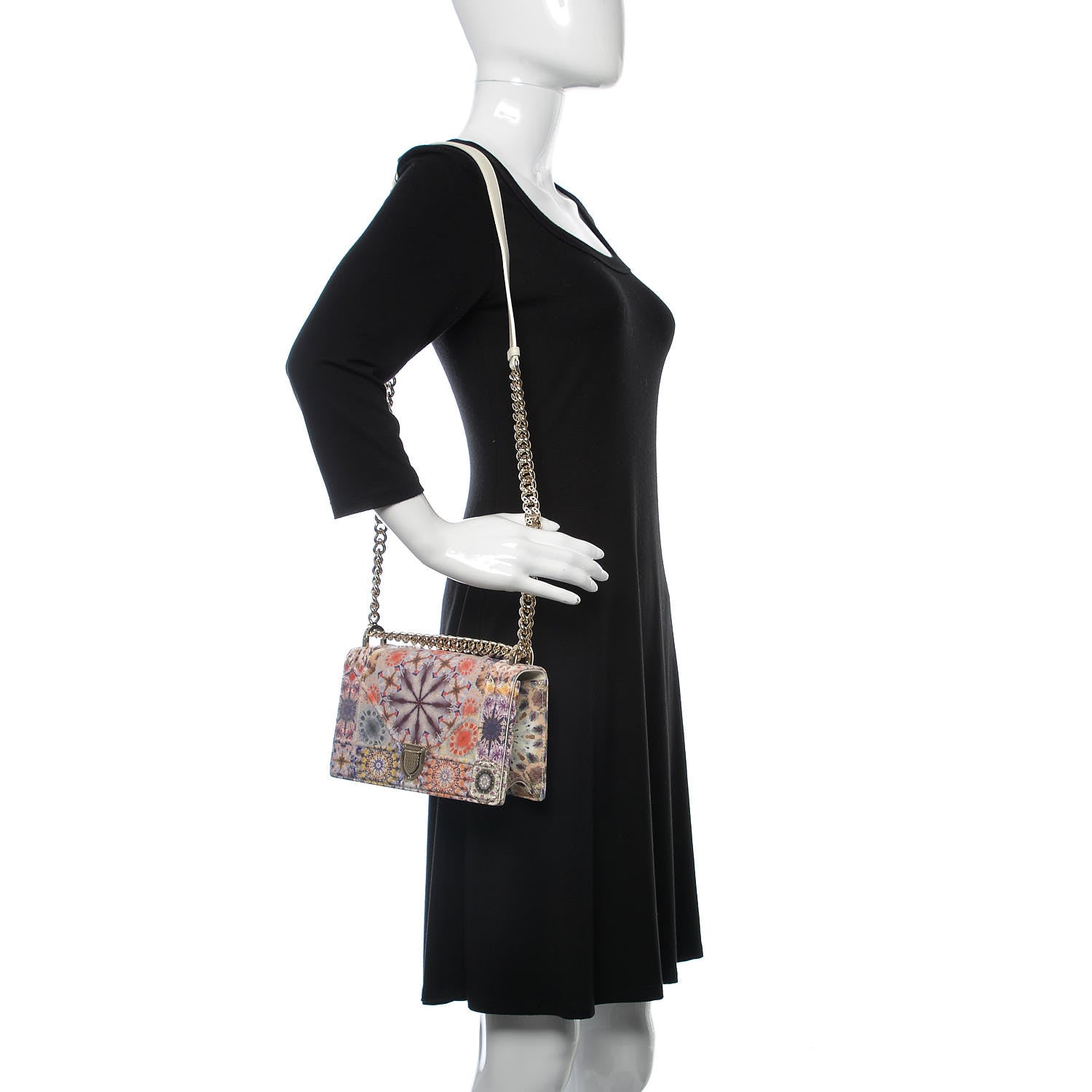 Christian Dior Calfskin Printed Small KaleiDiorscopic Diorama Flap Bag Latte Multicolor 2 of 8