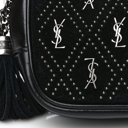 Saint Laurent Suede Calfskin Embellished Mini Monogram Lou Camera Bag Black 7 of 21
