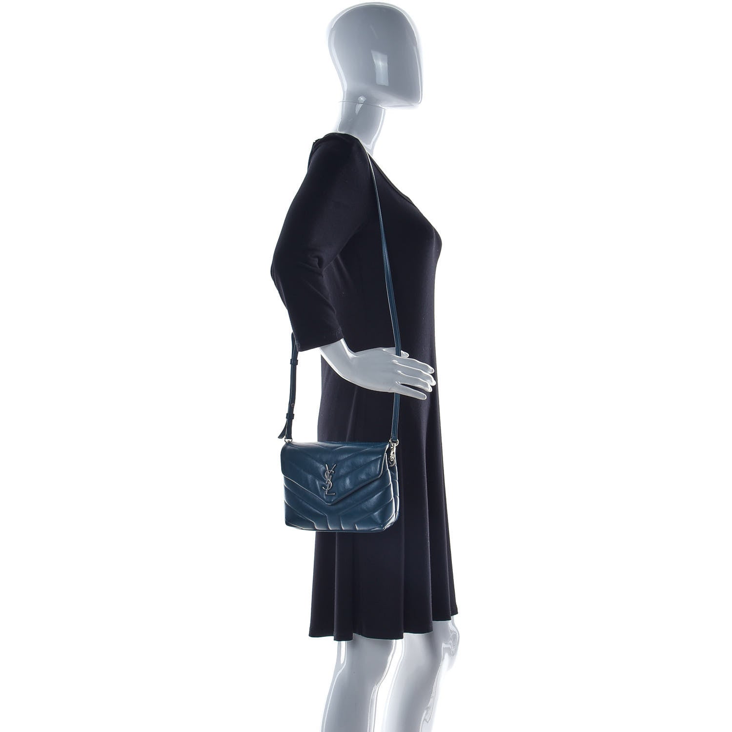 Saint Laurent Calfskin Y Quilted Monogram Toy Loulou Satchel Dark Green 3 of 12