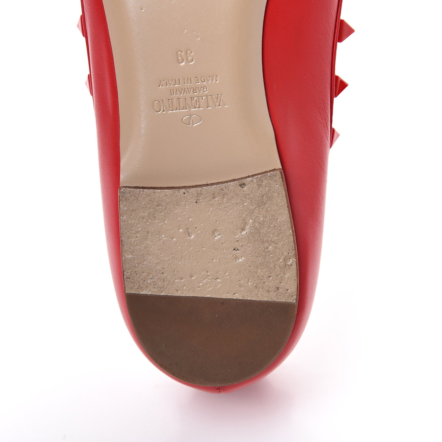 Nappa Monochrome Rockstud Ballerina Flats 39 Rouge Pur