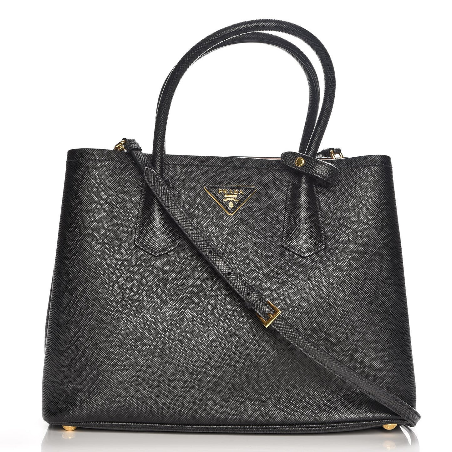 Saffiano Cuir Medium Double Bag Black Mughetto