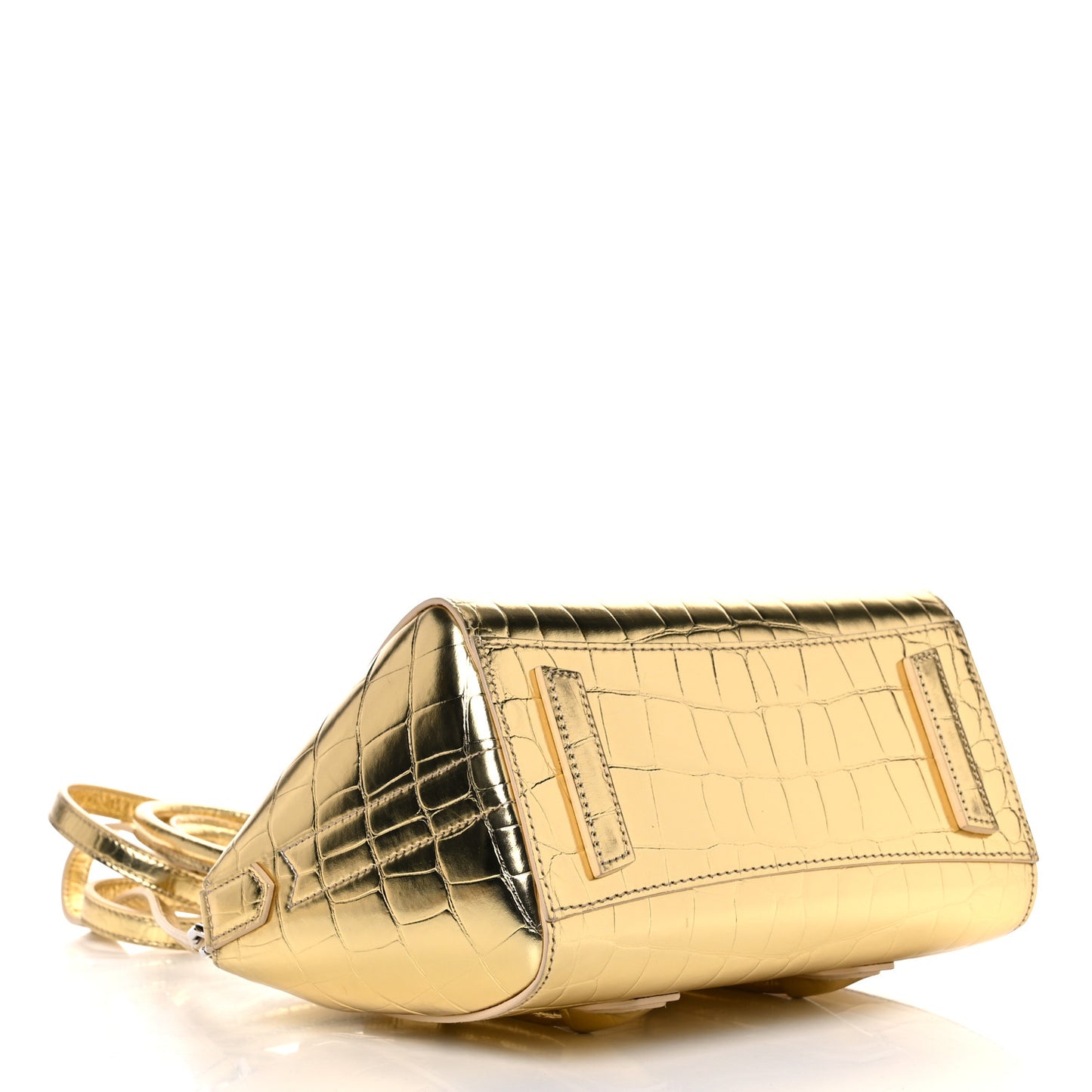 Calfskin Crocodile Embossed Mini Lock Antigona Gold