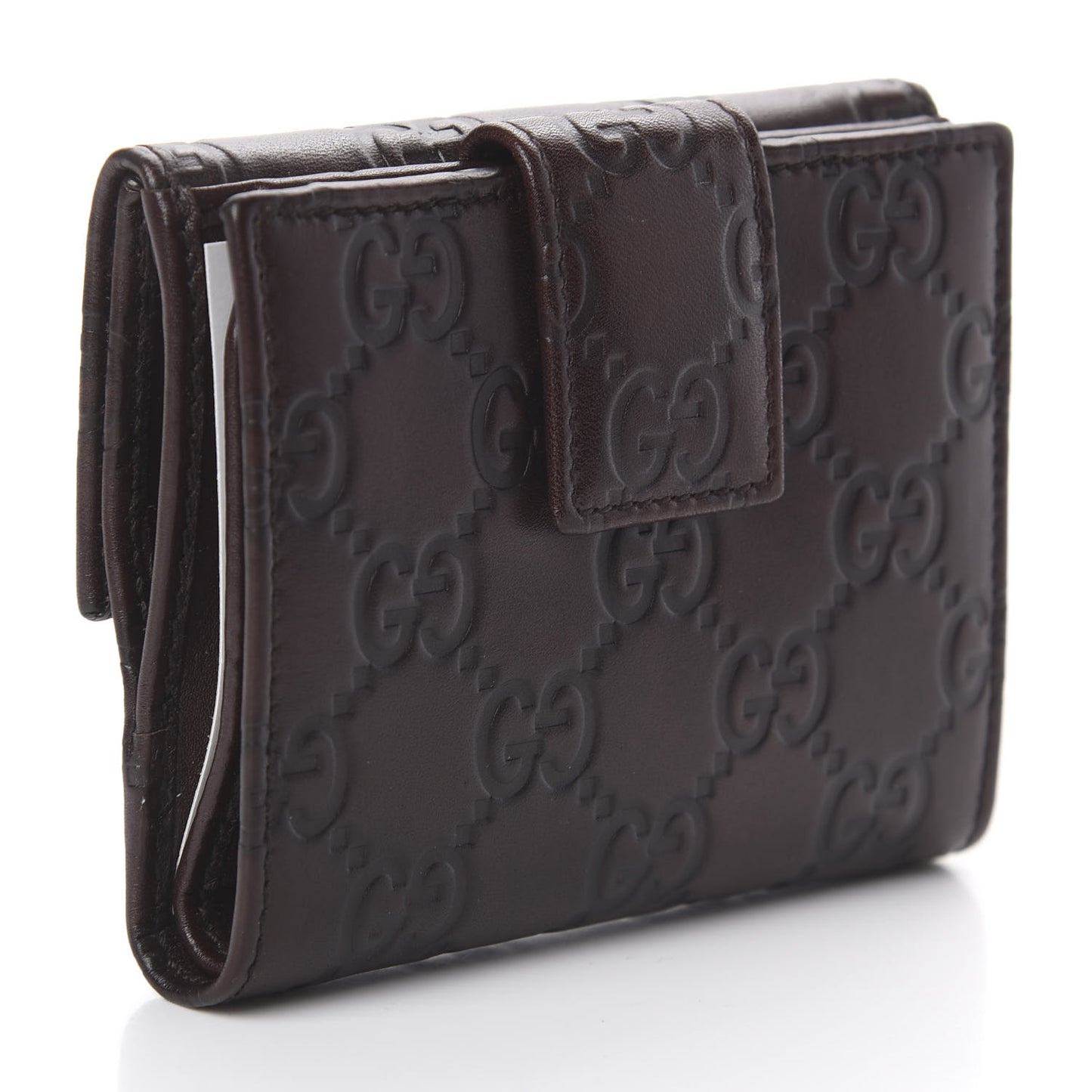 Guccissima Metal Bar French Flap Wallet Dark Chocolate