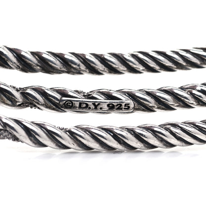 David Yurman Sterling Silver Diamond 3-Row Open Willow Collar Necklace 4 of 4