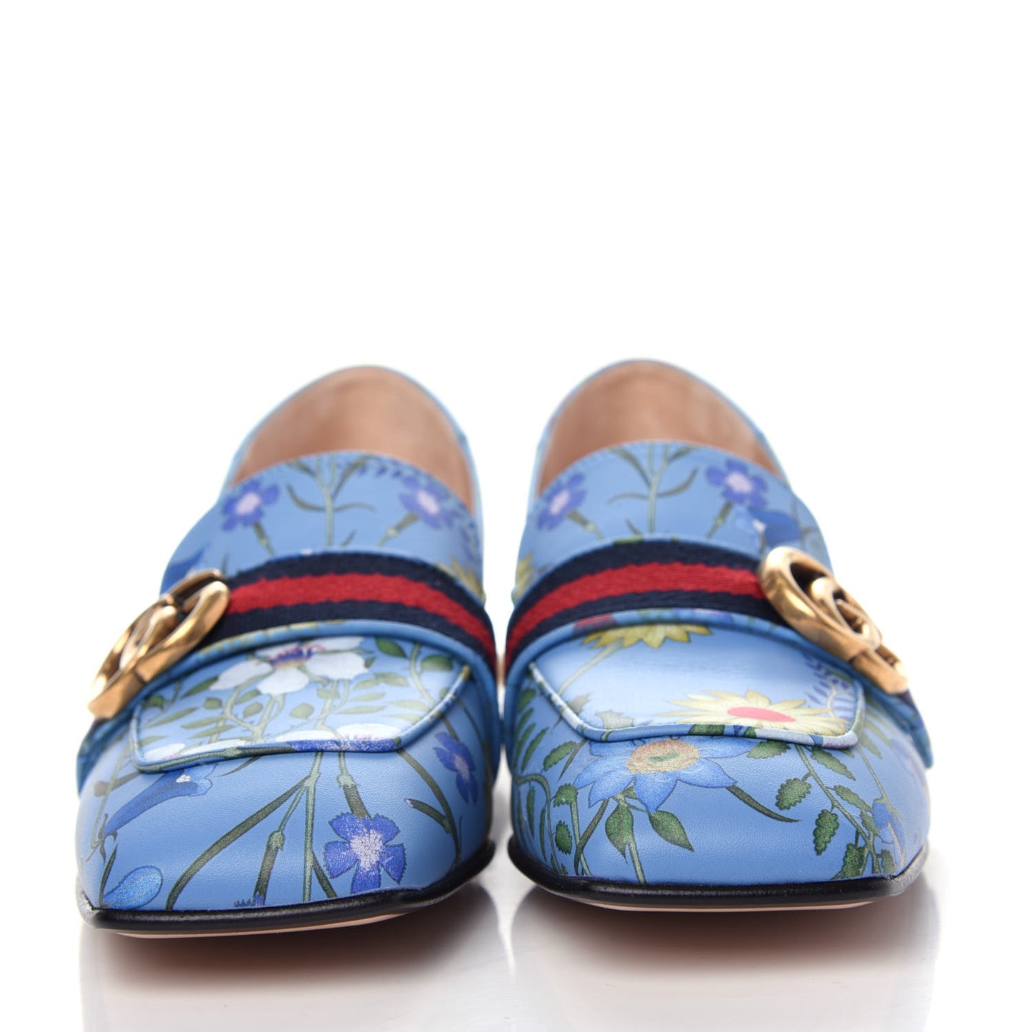 Apollo Calfskin Web Pearl New Flora Peyton 35mm Loafer Pumps 37.5 Azure